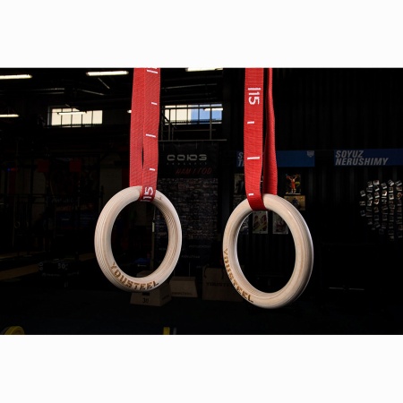 Купить Кольца гимнастические 32 мм красные стропы в Москве 