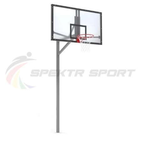 Купить Стойка баскетбольная уличная упрощенная со щитом из оргстекла, кольцом и сеткой SP D 412 в Москве 