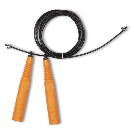 Купить Скакалка высокооборотная Кроссфит стальной шнур в оплетке 2.9 м чёрно-оранжевая в Москве 